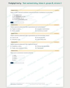 Test semestralny z polskiego, klasa 4 — grupy B–E PDF — podgląd, strona 2