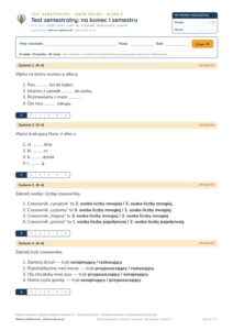 Test semestralny z polskiego, klasa 5 — grupy B–E PDF — okładka