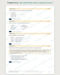 Test semestralny z polskiego, klasa 5 — grupy B–E PDF — podgląd, strona 2
