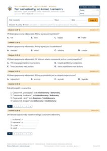 Test semestralny z polskiego, klasa 6 — grupy B–E PDF — okładka