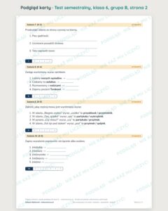 Test semestralny z polskiego, klasa 6 — grupy B–E PDF — podgląd, strona 2