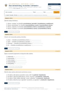 Test semestralny z polskiego, klasa 7 — grupy B–E PDF — okładka