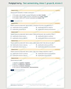 Test semestralny z polskiego, klasa 7 — grupy B–E PDF — podgląd, strona 2
