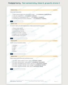 Test semestralny z polskiego, klasa 8 — grupy B–E PDF — podgląd, strona 2