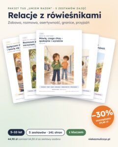 TUS Relacje z rówieśnikami: 5 zestawów zajęć, 5–10 lat — PDF z kluczem — grafika produktu