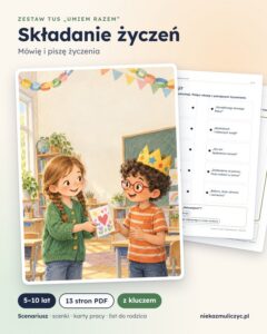TUS: Składanie życzeń, 5–10 lat — 13 stron PDF z kluczem — grafika produktu