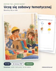TUS: Zabawa tematyczna, 3–6 lat — 22 strony PDF z kluczem — grafika produktu