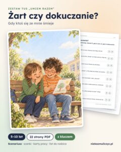 TUS: Żart czy dokuczanie, 5–10 lat — 22 strony PDF z kluczem — grafika produktu